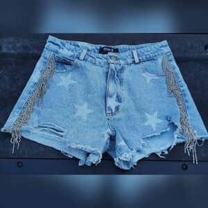 Women's Denim Shorts with Star Design